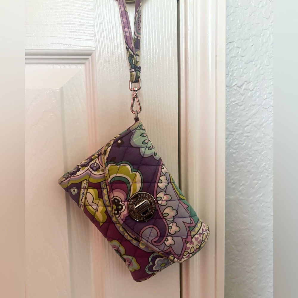 Vera Bradley Quilted Purple Blue Paisley Wristlet/Clutch